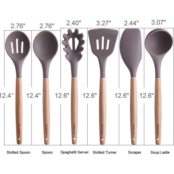 6 PCS with Wooden Handle for Non-Sticker Cookware Heat-Resistant - Picture 10 of 13